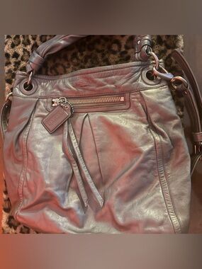 Coach Pebbled Leather Hobo Bag in Gray